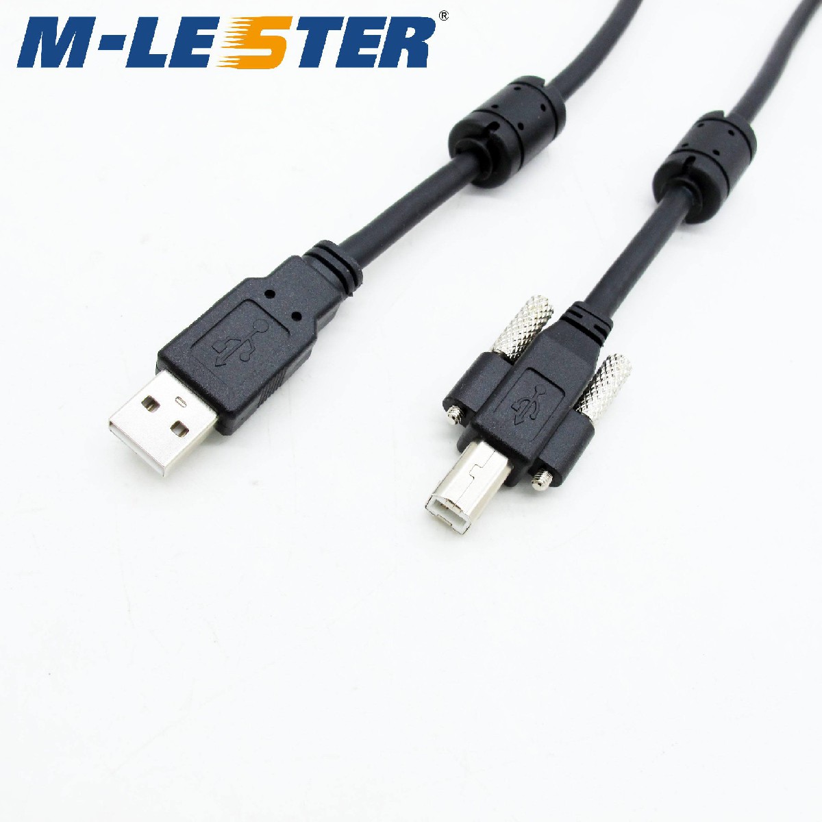 USB打印線2.0雙絞雙屏蔽雙磁環B頭長螺絲數據線